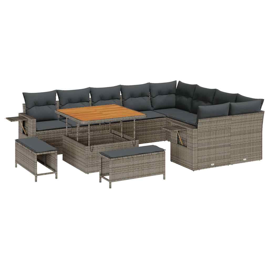 Havesofa Sæt 12 pcs Grå polyrattan