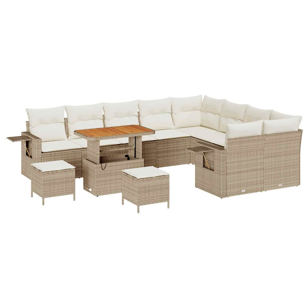 Havesofa Sæt 12 pcs Beige polyrattan