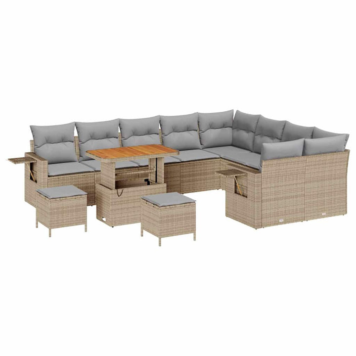 Havesofa Sæt 12 pcs Beige polyrattan