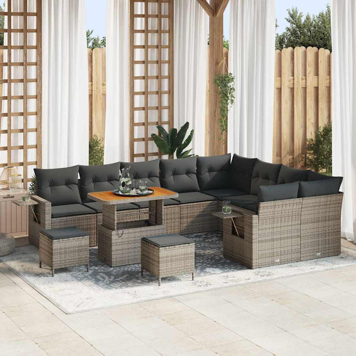 Havesofa Sæt 12 pcs Grå polyrattan