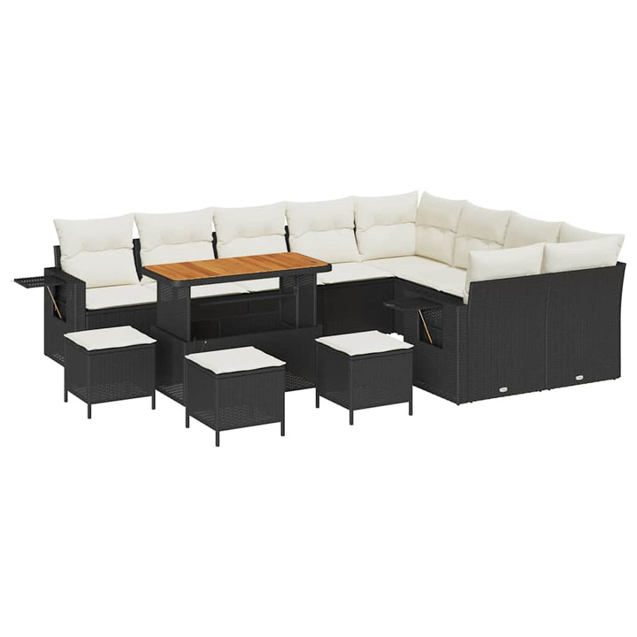 Havesofa Sæt 13 pcs Sort polyrattan