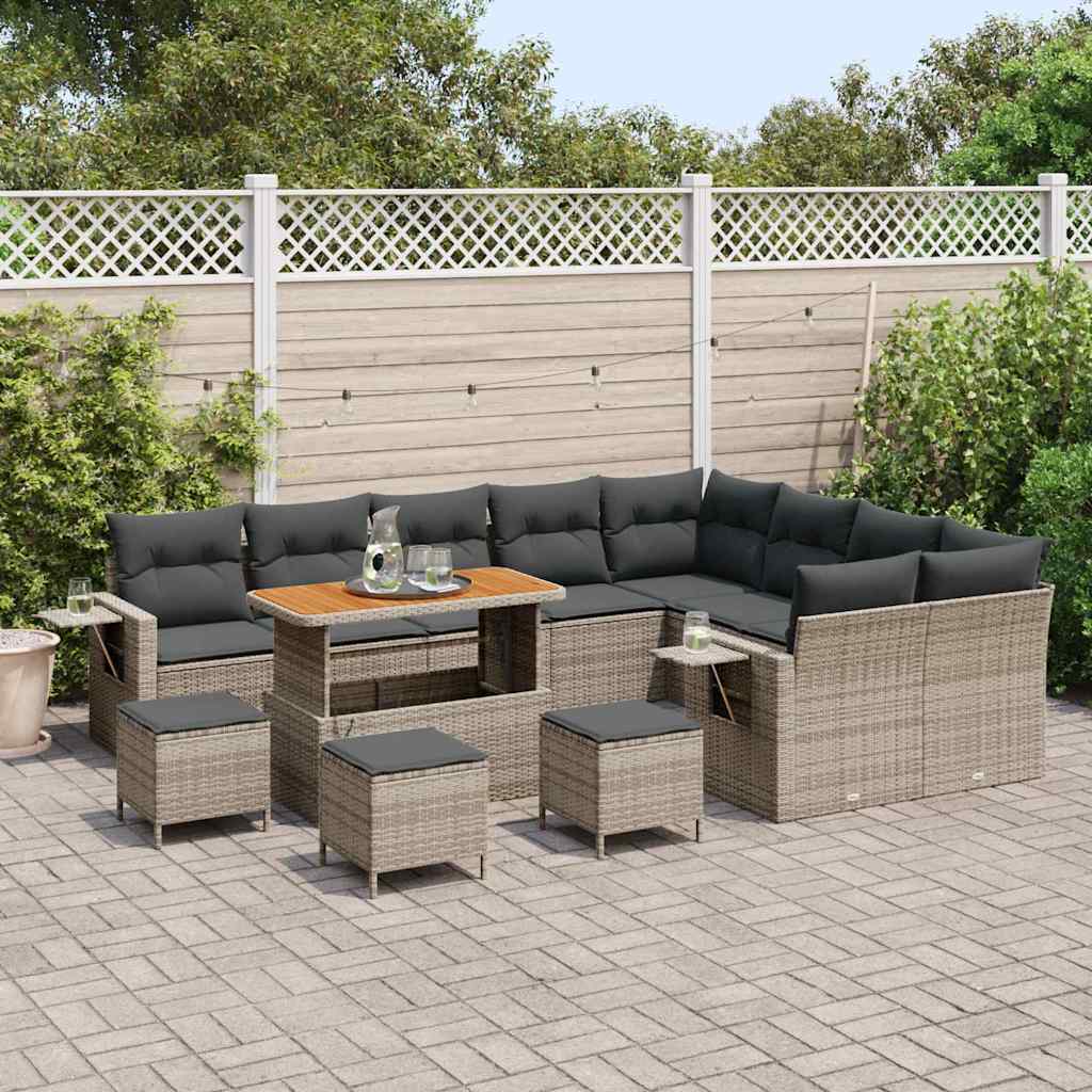 Havesofa Sæt 13 pcs Grå polyrattan