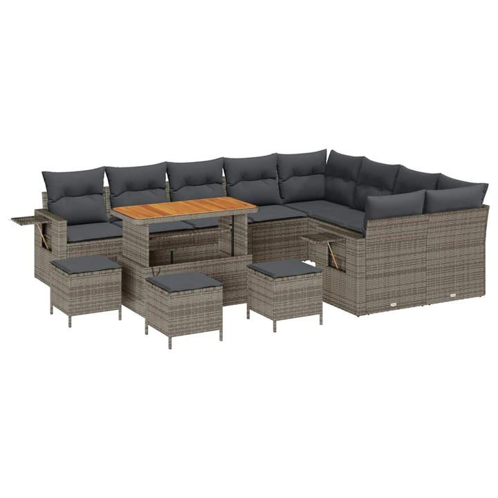 Havesofa Sæt 13 pcs Grå polyrattan