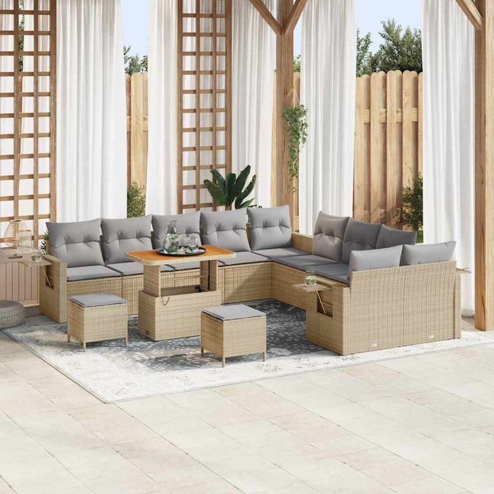 Havesofa Sæt 13 pcs Beige polyrattan