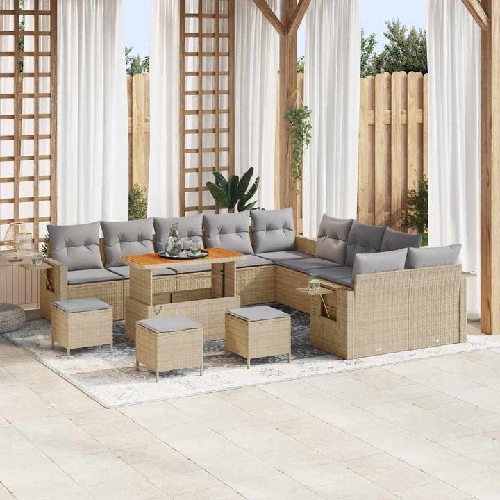 Havesofa Sæt 14 pcs Beige polyrattan