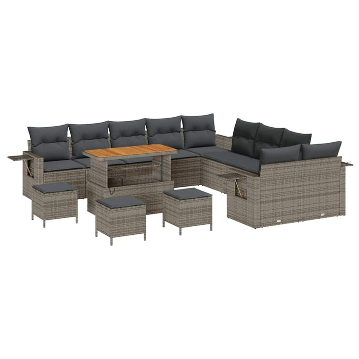 Havesofa Sæt 14 pcs Grå polyrattan