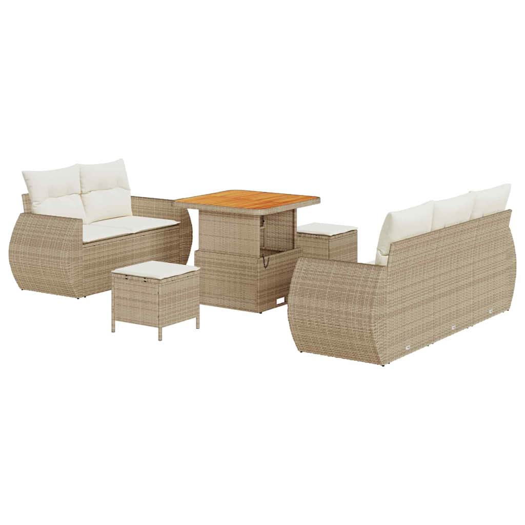 Havesofa Sæt 8 pcs Beige polyrattan
