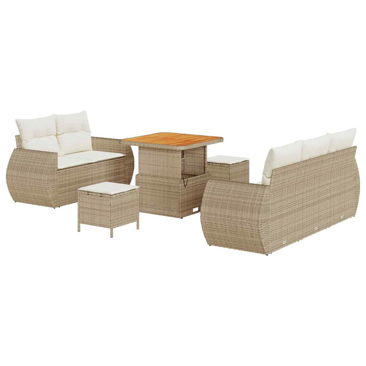Havesofa Sæt 8 pcs Beige polyrattan