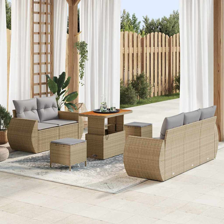 Havesofa Sæt 8 stk. Beige polyrattan