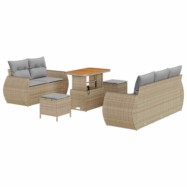 Havesofa Sæt 8 pcs Beige polyrattan