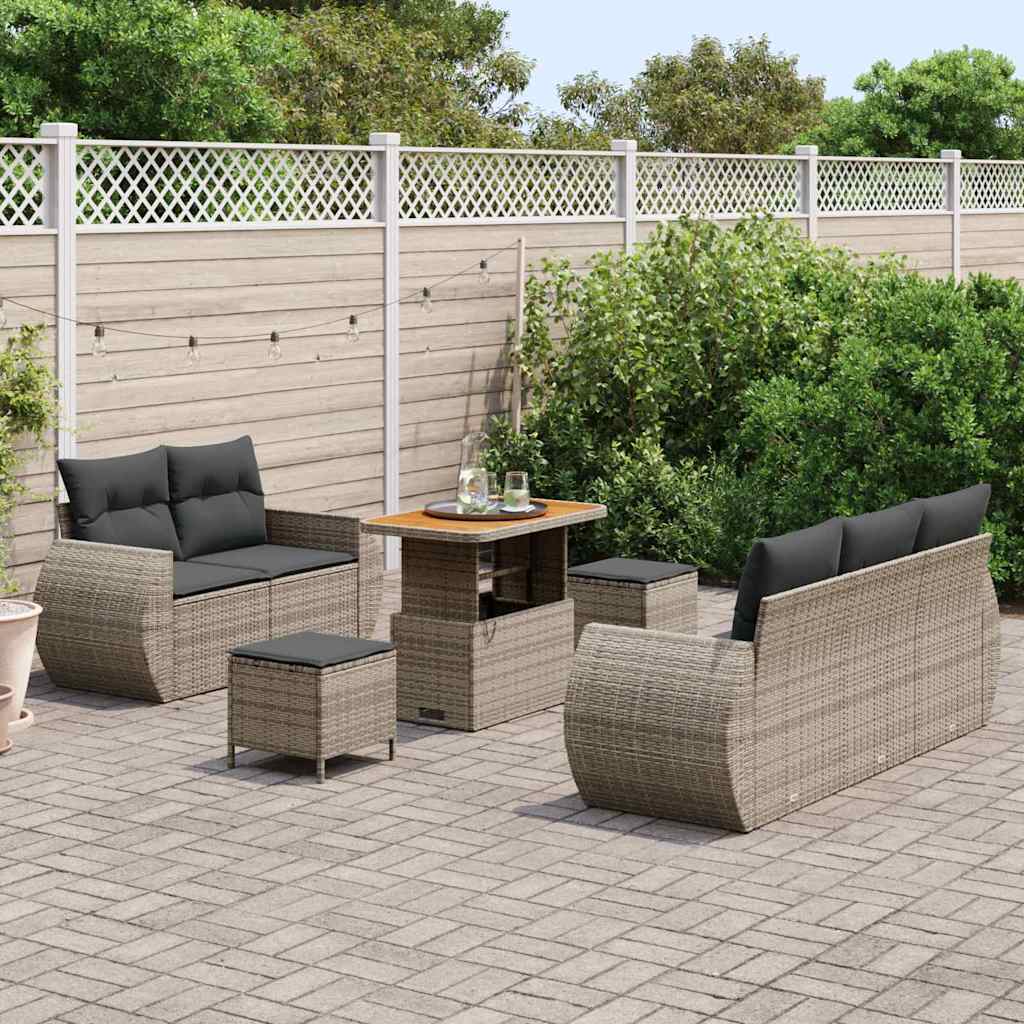 Havesofa Sæt 8 pcs Grå polyrattan