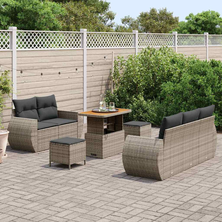 Havesofa Sæt 8 pcs Grå polyrattan