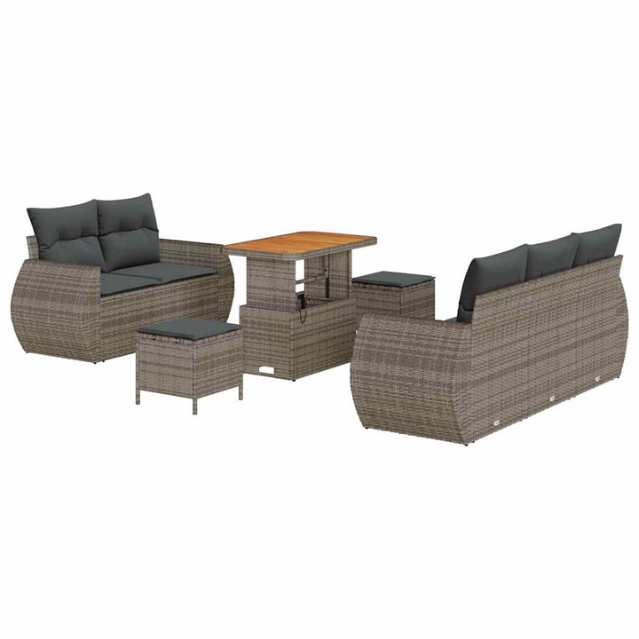 Havesofa Sæt 8 pcs Grå polyrattan