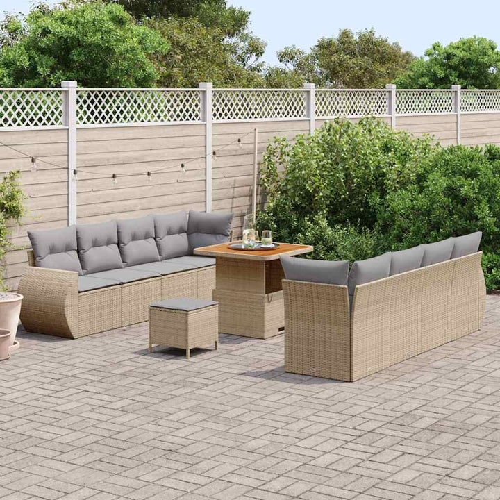 Havesofa Sæt 11 stk. Beige polyrattan