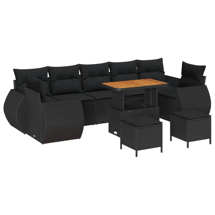 Havesofa Sæt 10 pcs Sort polyrattan