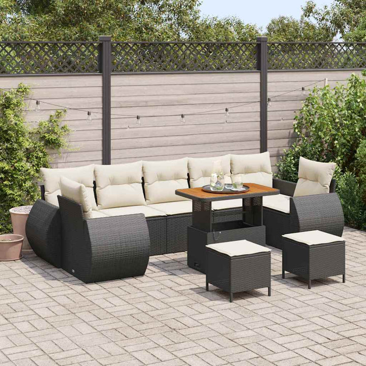 Havesofa Sæt 10 stk. Sort polyrattan