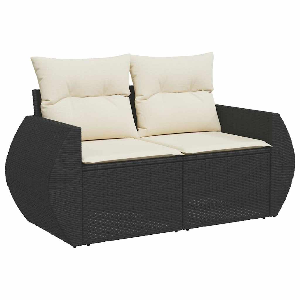 Havesofa Sæt 8 stk. Sort polyrattan