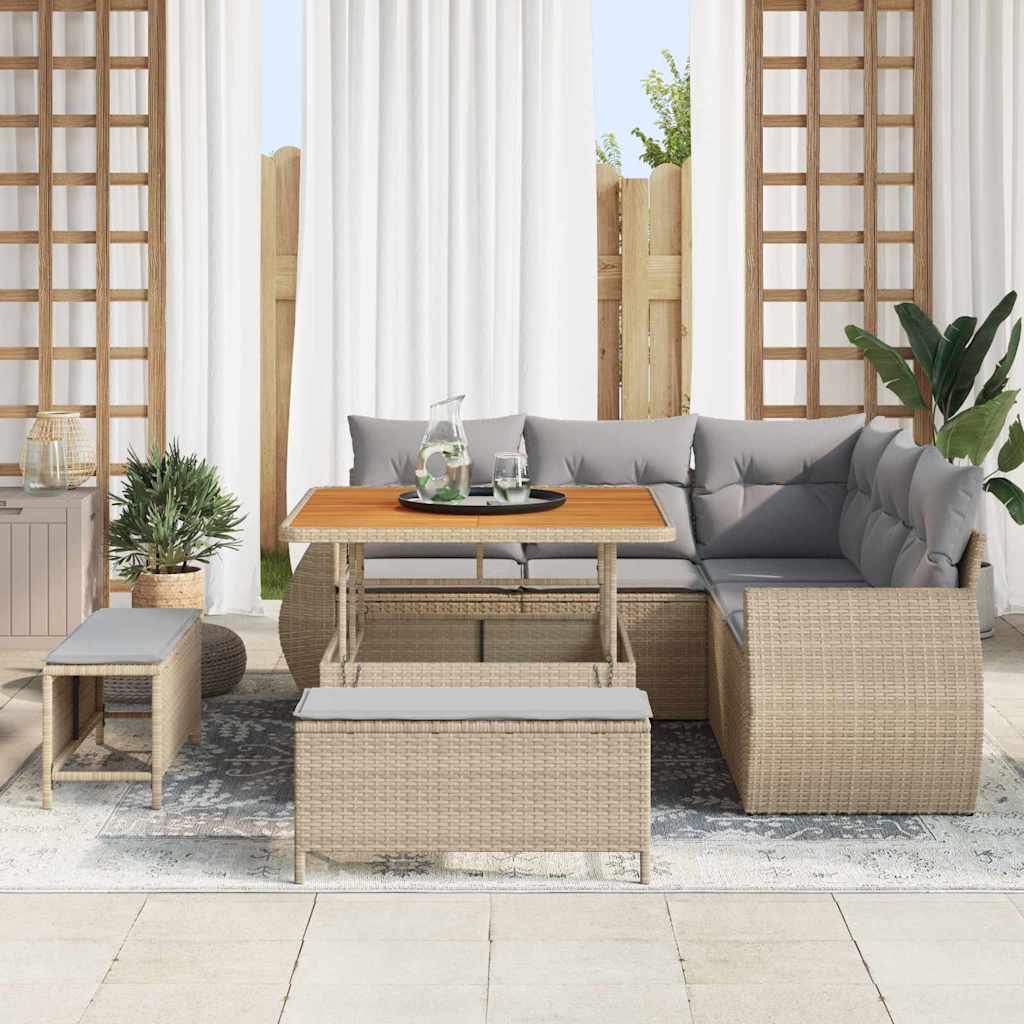 Havesofa Sæt 8 pcs Beige polyrattan