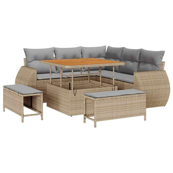 Havesofa Sæt 8 pcs Beige polyrattan