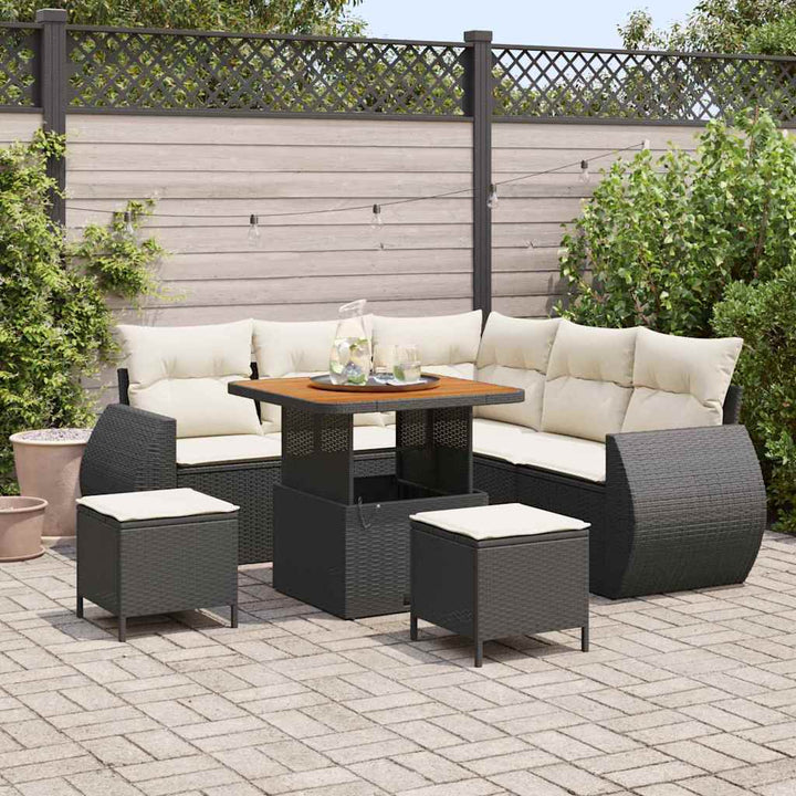 Havesofa Sæt 8 stk. Sort polyrattan