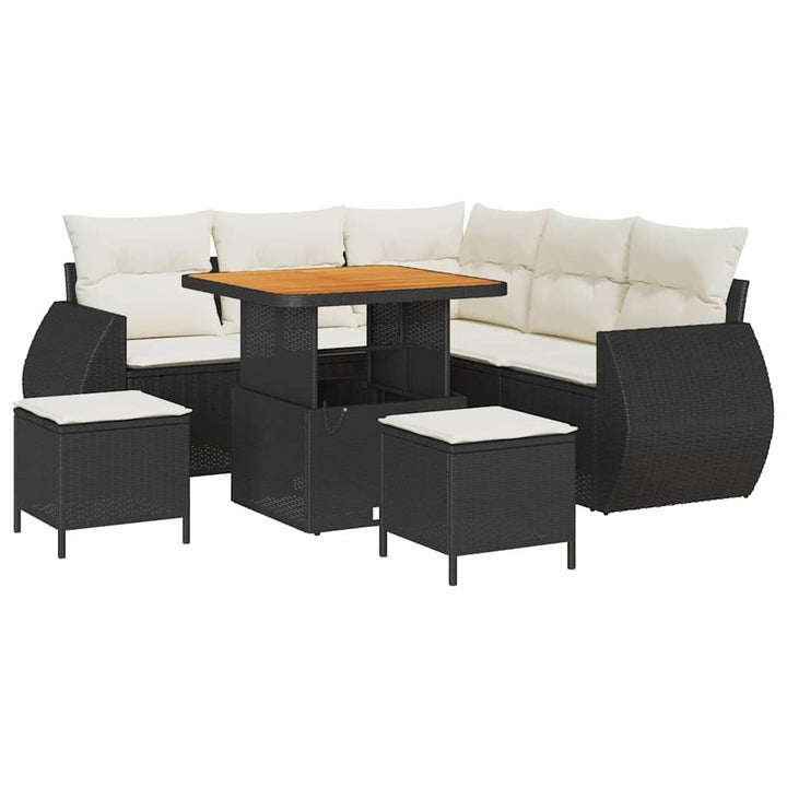 Havesofa Sæt 8 stk. Sort polyrattan