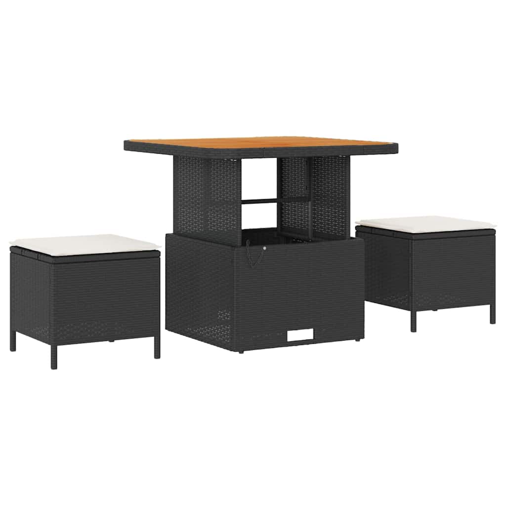 Havesofa Sæt 8 stk. Sort polyrattan