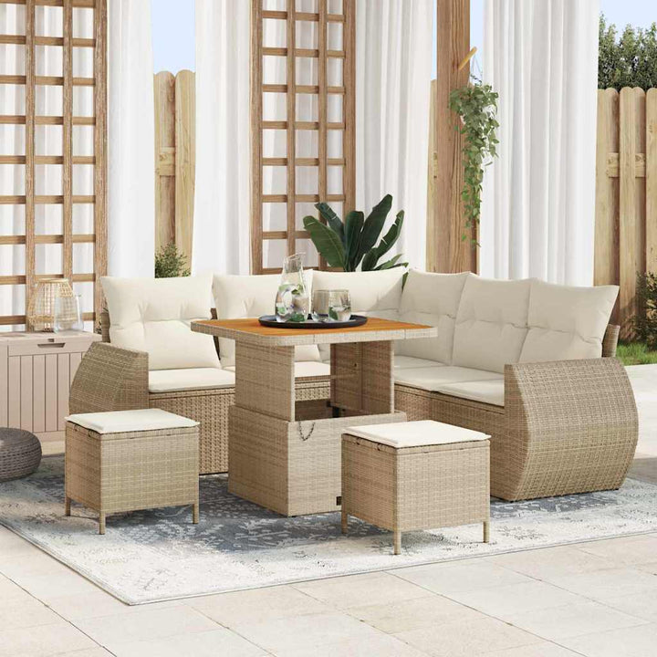 Havesofa Sæt 8 pcs Beige polyrattan