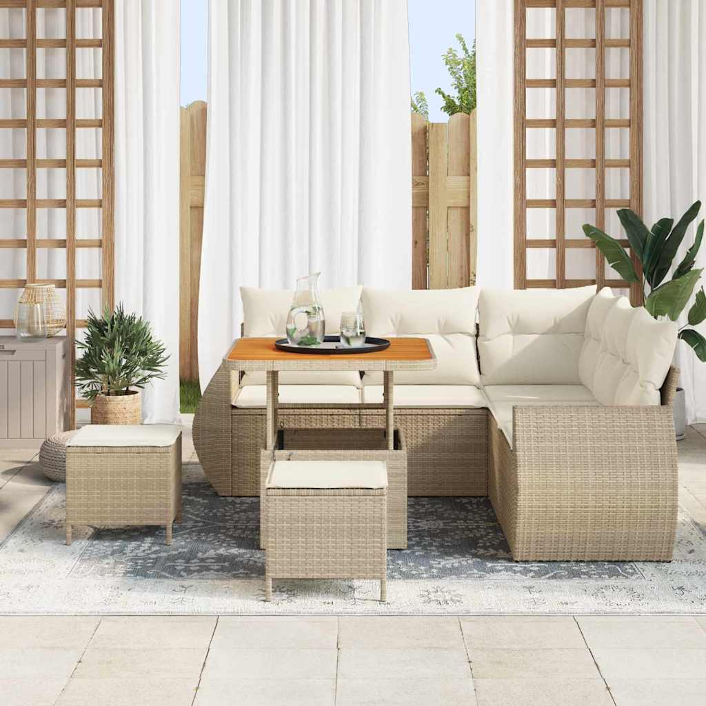 Havesofa Sæt 8 pcs Beige polyrattan