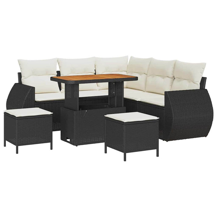 Havesofa Sæt 8 stk. Sort polyrattan