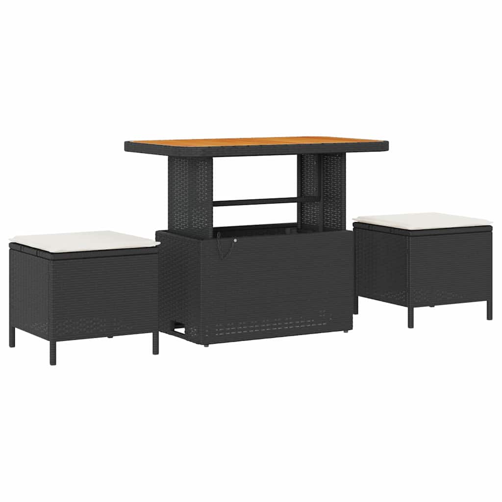 Havesofa Sæt 8 stk. Sort polyrattan