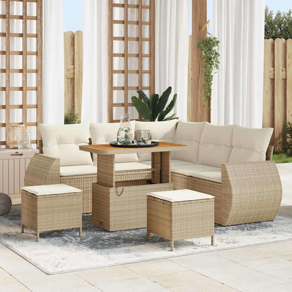 Havesofa Sæt 8 pcs Beige polyrattan