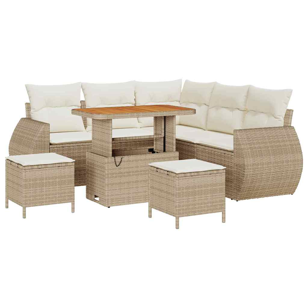 Havesofa Sæt 8 pcs Beige polyrattan
