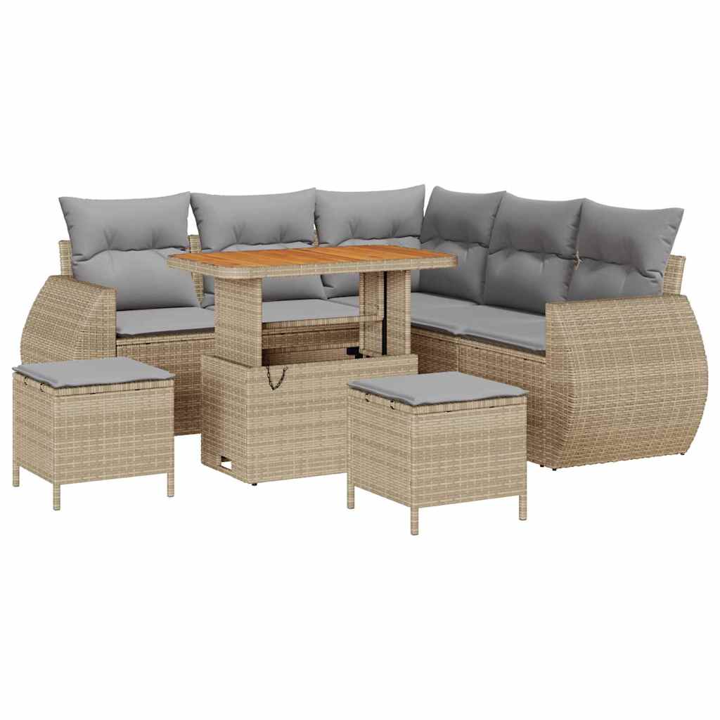 Havesofa Sæt 8 pcs Beige polyrattan