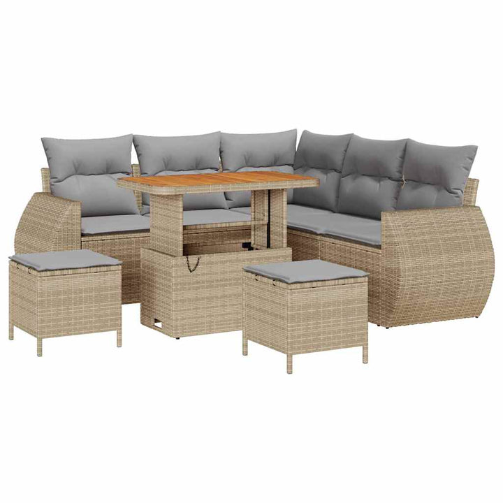 Havesofa Sæt 8 pcs Beige polyrattan