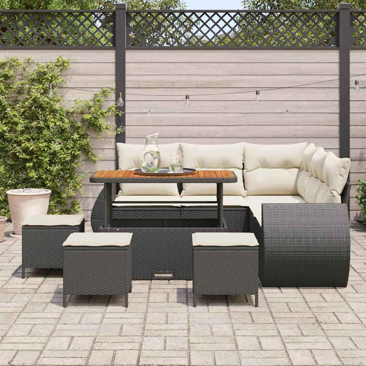 Havesofa Sæt 9 stk. Sort polyrattan
