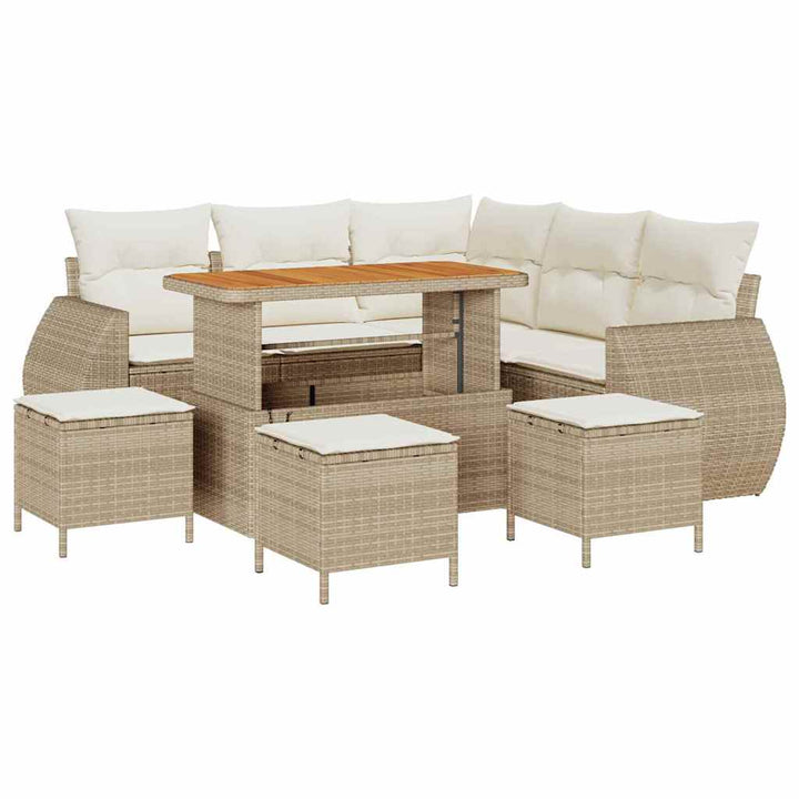 Havesofa Sæt 9 pcs Beige polyrattan