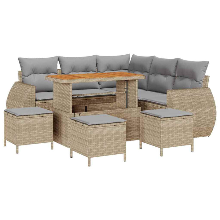 Havesofa Sæt 9 pcs Beige polyrattan