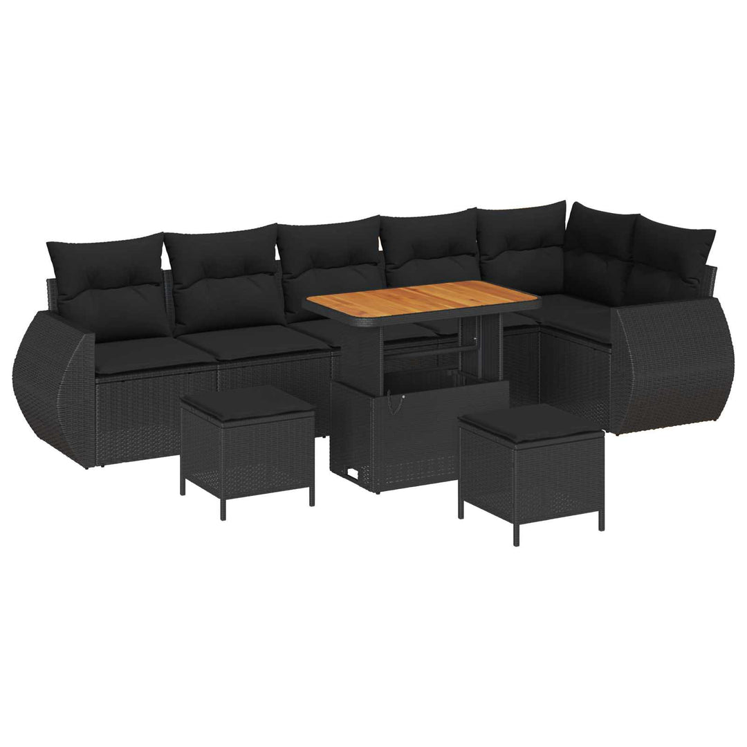 Havesofa Sæt 9 stk. Sort polyrattan
