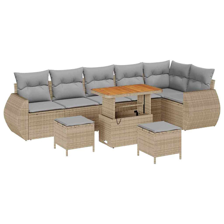 Havesofa Sæt 9 stk. Beige polyrattan