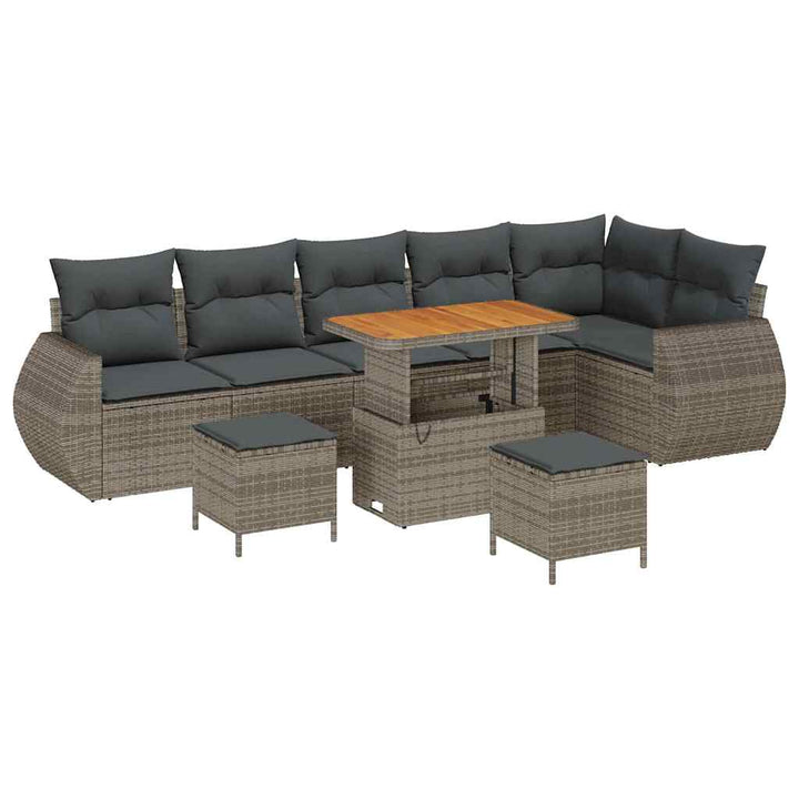 Havesofa Sæt 9 pcs Grå polyrattan