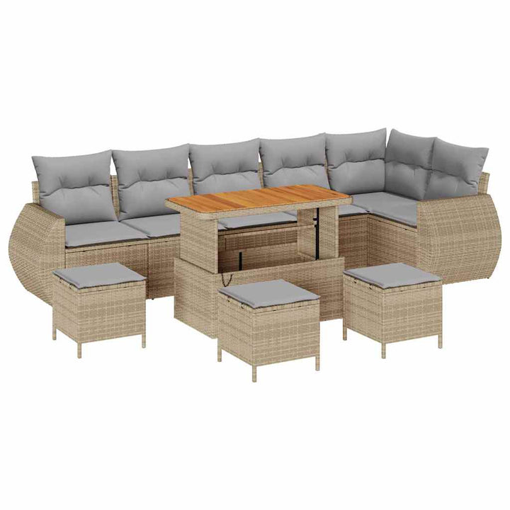 Havesofa Sæt 10 pcs Beige polyrattan