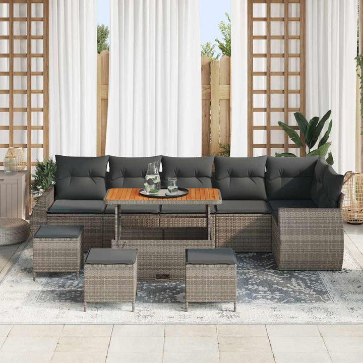 Havesofa Sæt 10 pcs Grå polyrattan