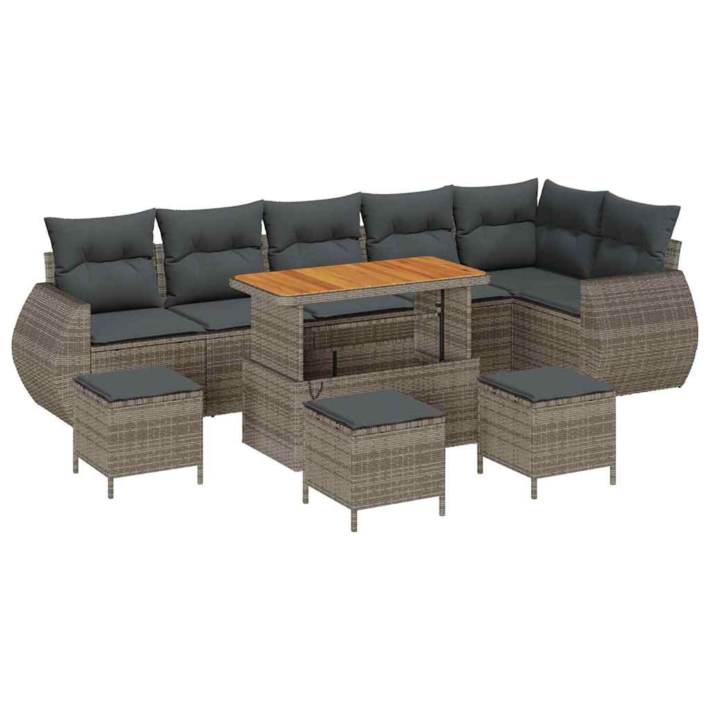 Havesofa Sæt 10 pcs Grå polyrattan