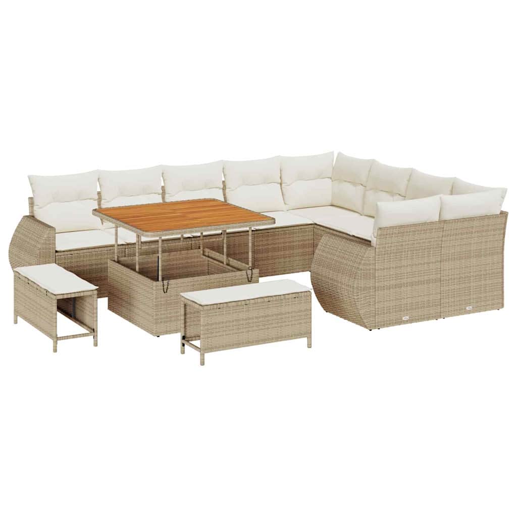 Havesofa Sæt 12 pcs Beige polyrattan