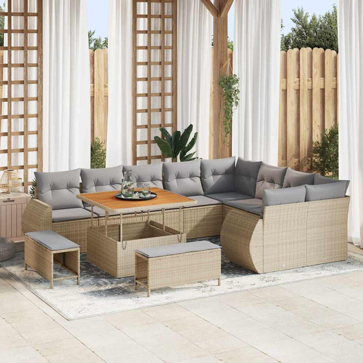 Havesofa Sæt 12 pcs Beige polyrattan