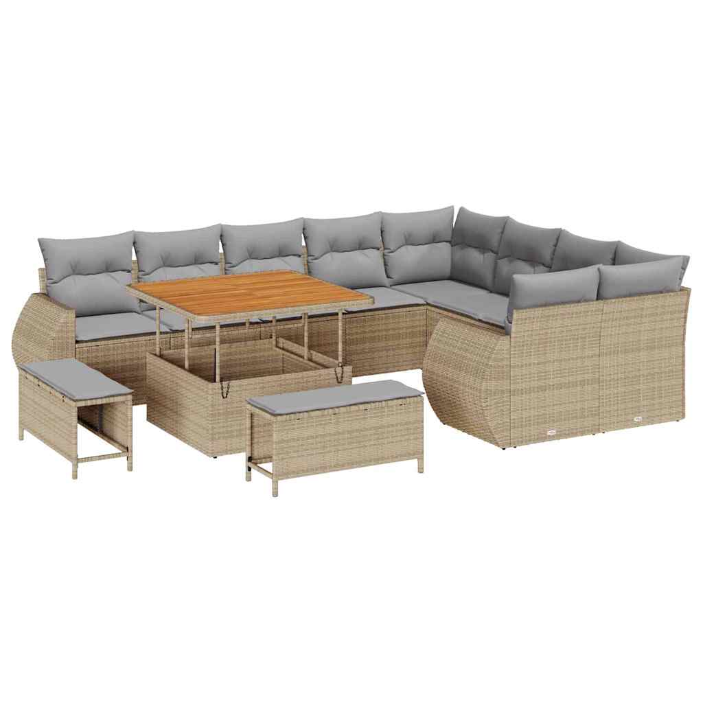 Havesofa Sæt 12 pcs Beige polyrattan