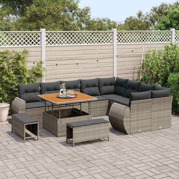 Havesofa Sæt 12 pcs Grå polyrattan
