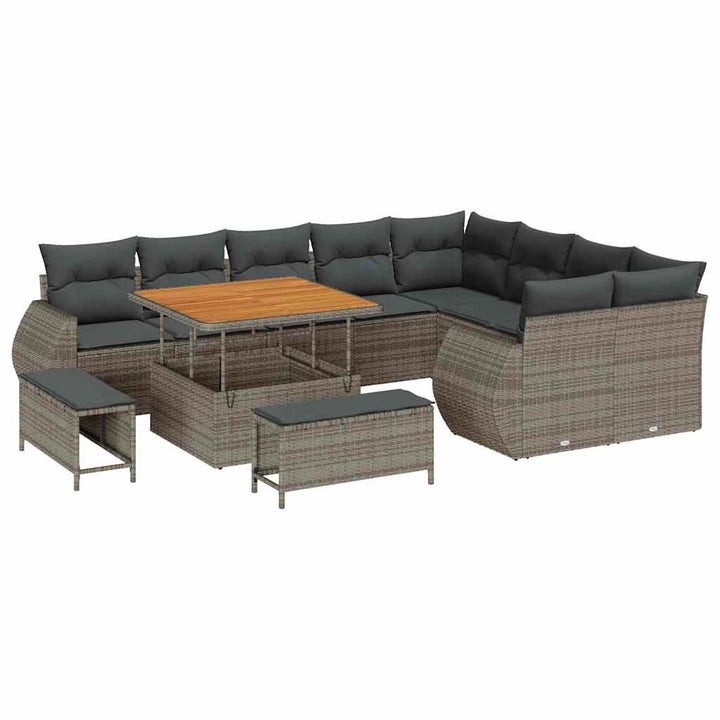 Havesofa Sæt 12 pcs Grå polyrattan