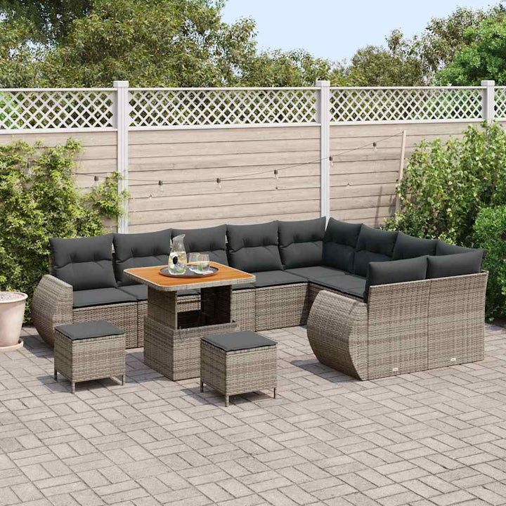Havesofa Sæt 12 stk. Grå polyrattan
