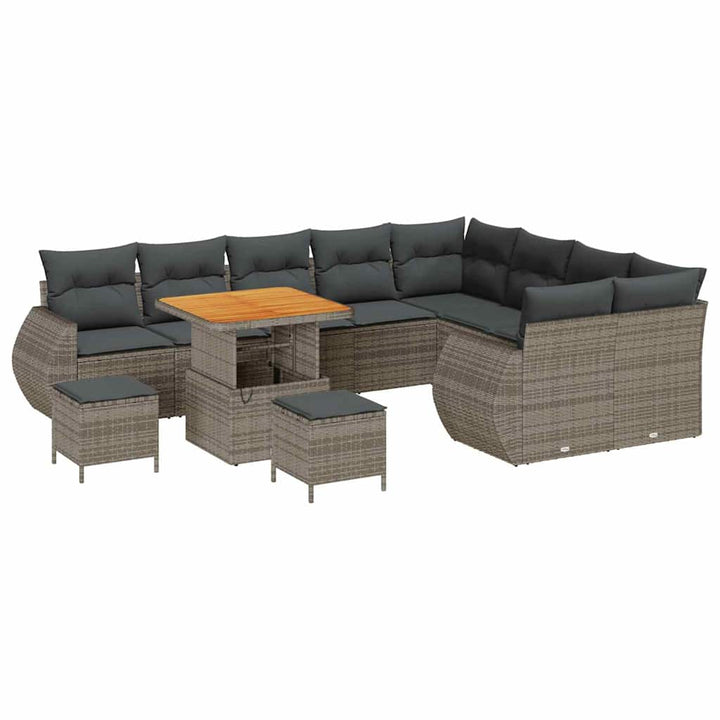 Havesofa Sæt 12 stk. Grå polyrattan